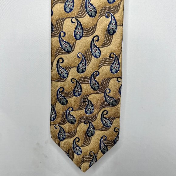 bill blass Other - Bill Blass Black Label Men’s Tie Necktie 4” Silk Gold & Blue Paisley